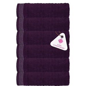 casa copenhagen - egyptian cotton elegance 6 pcs face towel 30 x 30 cm colour  plum purple