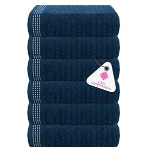 casa copenhagen - egyptian cotton elegance 6 pcs face towel 30 x 30 cm colour  estate blue