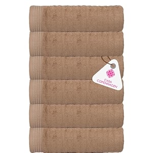 casa copenhagen - egyptian cotton elegance 6 pcs face towel 30 x 30 cm colour  biege