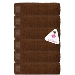 casa copenhagen - egyptian cotton elegance 6 pcs face towel 30 x 30 cm colour  toffee