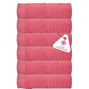 casa copenhagen - egyptian cotton elegance 6 pcs face towel 30 x 30 cm colour  flamingo pink