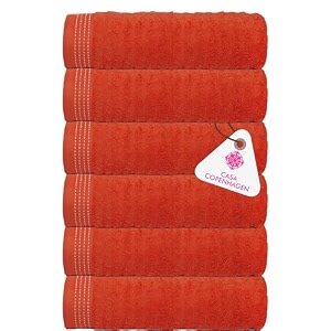 casa copenhagen - egyptian cotton elegance 6 pcs face towel 30 x 30 cm colour  orange