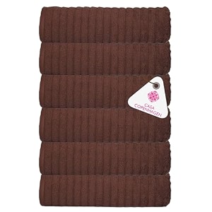 casa copenhagen - egyptian cotton emerald 6 pcs face towel 30 x 30 cm colour  friar brown