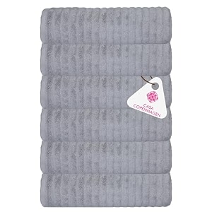 casa copenhagen - egyptian cotton emerald 6 pcs face towel 30 x 30 cm colour  grey voilent