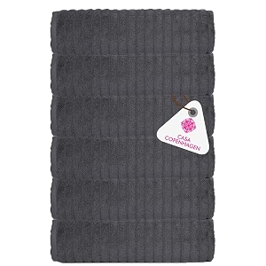 casa copenhagen - egyptian cotton emerald 6 pcs face towel 30 x 30 cm colour  granite grey