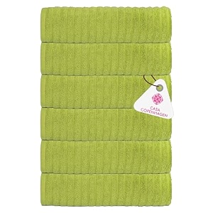 casa copenhagen - egyptian cotton emerald 6 pcs face towel 30 x 30 cm colour  lime green