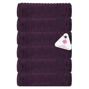 casa copenhagen - egyptian cotton emerald 6 pcs face towel 30 x 30 cm colour  prune purple