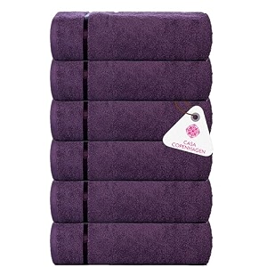 casa copenhagen - egyptian cotton eternal 6 pcs face towel 30 x 30 cm colour  plum purple