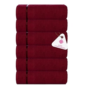 casa copenhagen - egyptian cotton eternal 6 pcs face towel 30 x 30 cm colour  cabernet red