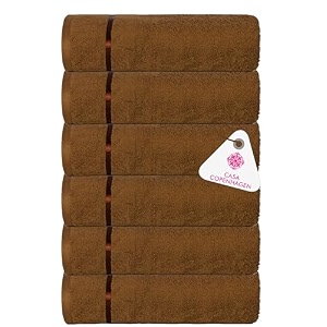casa copenhagen - egyptian cotton eternal 6 pcs face towel 30 x 30 cm colour  toffee
