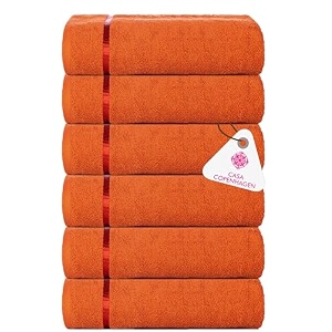 casa copenhagen - egyptian cotton eternal 6 pcs face towel 30 x 30 cm colour  orange