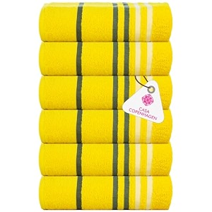 casa copenhagen - egyptian cotton exotic 6 pcs face towel 30 x 30 cm colour  butter yellow