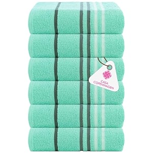 casa copenhagen - egyptian cotton exotic 6 pcs face towel 30 x 30 cm colour  aque blue