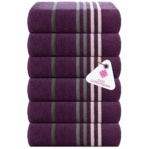 casa copenhagen - egyptian cotton exotic 6 pcs face towel 30 x 30 cm colour  dark purple