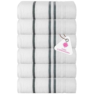 casa copenhagen - egyptian cotton exotic 6 pcs face towel 30 x 30 cm colour  white