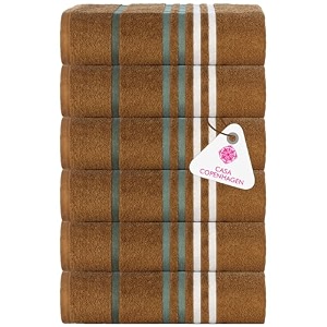 casa copenhagen - egyptian cotton exotic 6 pcs face towel 30 x 30 cm colour  brown