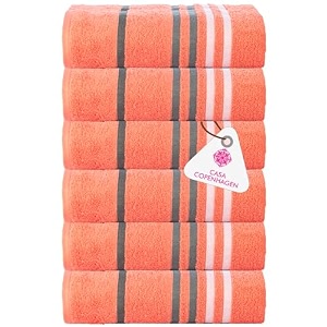 casa copenhagen - egyptian cotton exotic 6 pcs face towel 30 x 30 cm colour  malibu peach