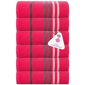 casa copenhagen - egyptian cotton exotic 6 pcs face towel 30 x 30 cm colour  pink