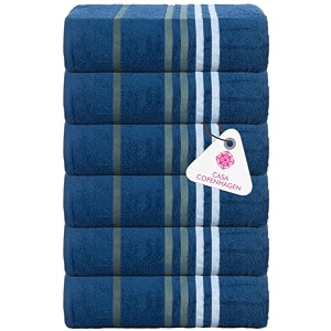 casa copenhagen - egyptian cotton exotic 6 pcs face towel 30 x 30 cm colour  navy