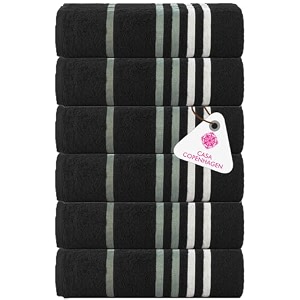casa copenhagen - egyptian cotton exotic 6 pcs face towel 30 x 30 cm colour  black