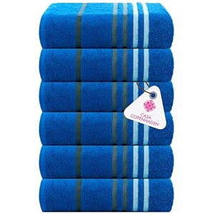 casa copenhagen - egyptian cotton exotic 6 pcs face towel 30 x 30 cm colour  electric blue