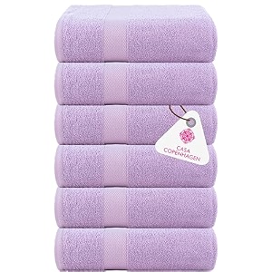 casa copenhagen - egyptian cotton feather lite 6 pcs face towel 30 x 30cm colour  purple rose