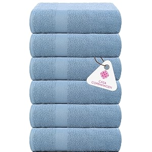 casa copenhagen - egyptian cotton feather lite 6 pcs face towel 30 x 30cm colour  dusty blue