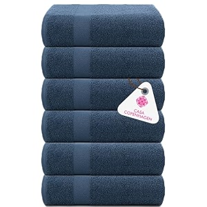 casa copenhagen - egyptian cotton feather lite 6 pcs face towel 30 x 30cm colour  navy