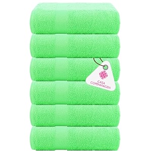 casa copenhagen - egyptian cotton feather lite 6 pcs face towel 30 x 30cm colour  lime green