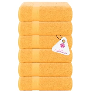 casa copenhagen - egyptian cotton feather lite 6 pcs face towel 30 x 30cm colour  orange
