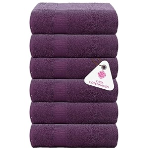 casa copenhagen - egyptian cotton feather lite 6 pcs face towel 30 x 30cm colour  dark purple