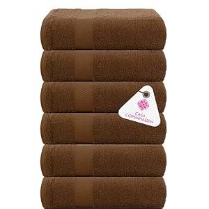 casa copenhagen - egyptian cotton feather lite 6 pcs face towel 30 x 30cm colour  brown