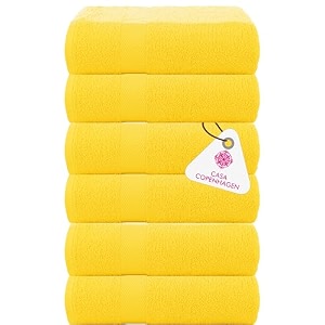 casa copenhagen - egyptian cotton feather lite 6 pcs face towel 30 x 30cm colour  butter yellow