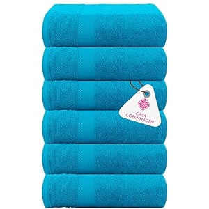 casa copenhagen - egyptian cotton feather lite 6 pcs face towel 30 x 30cm colour  teal blue