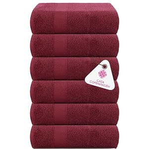 casa copenhagen - egyptian cotton feather lite 6 pcs face towel 30 x 30cm colour burgundy