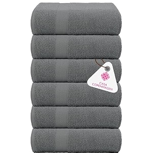 casa copenhagen - egyptian cotton feather lite 6 pcs face towel 30 x 30cm colour  pine grey