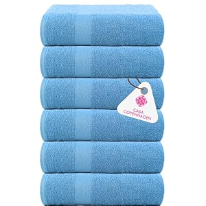 casa copenhagen - egyptian cotton feather lite 6 pcs face towel 30 x 30cm colour  powder blue