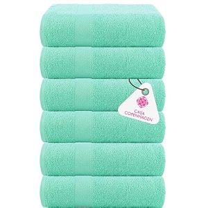 casa copenhagen - egyptian cotton feather lite 6 pcs face towel 30 x 30cm colour  aqua blue