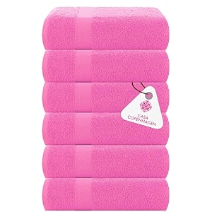 casa copenhagen - egyptian cotton feather lite 6 pcs face towel 30 x 30cm colour  pink