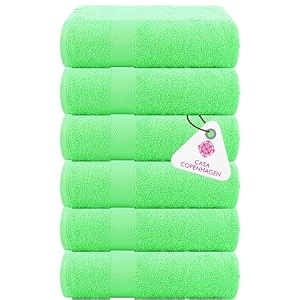 casa copenhagen - egyptian cotton feather lite 6 pcs face towel 30 x 30cm colour  lime green