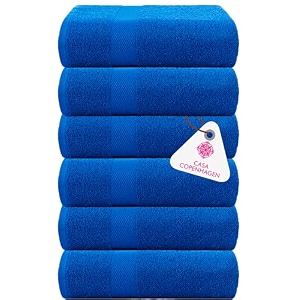 casa copenhagen - egyptian cotton feather lite 6 pcs face towel 30 x 30cm colour  electric blue