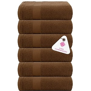 casa copenhagen - egyptian cotton feather lite 6 pcs face towel 30 x 30cm colour  brown
