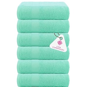 casa copenhagen - egyptian cotton feather lite 6 pcs face towel 30 x 30cm colour  aqua blue