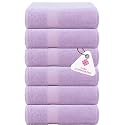 Casa Copenhagen - Egyptian Cotton Feather lite 6 Pcs Face Towel (30 X 30cm) Colour : Purple Rose