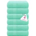 Casa Copenhagen - Egyptian Cotton Feather lite 6 Pcs Face Towel (30 X 30cm) Colour : Aqua Blue