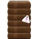 Casa Copenhagen - Egyptian Cotton Feather lite 6 Pcs Face Towel (30 X 30cm) Colour : Brown