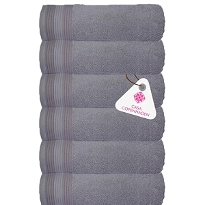 casa copenhagen - egyptian cotton pleates 6 pcs face towel 30 x 30 cm colour  forst grey