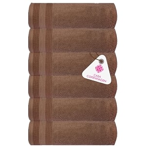 casa copenhagen - egyptian cotton pleates 6 pcs face towel 30 x 30 cm colour  toffee