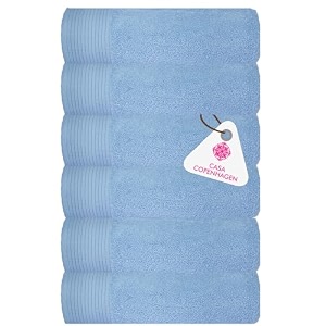 casa copenhagen - egyptian cotton pleates 6 pcs face towel 30 x 30 cm colour  powder blue