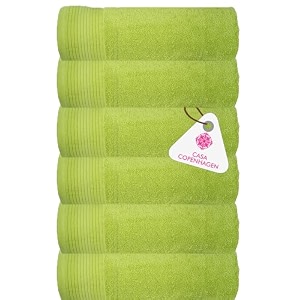 casa copenhagen - egyptian cotton pleates 6 pcs face towel 30 x 30 cm colour  lime green